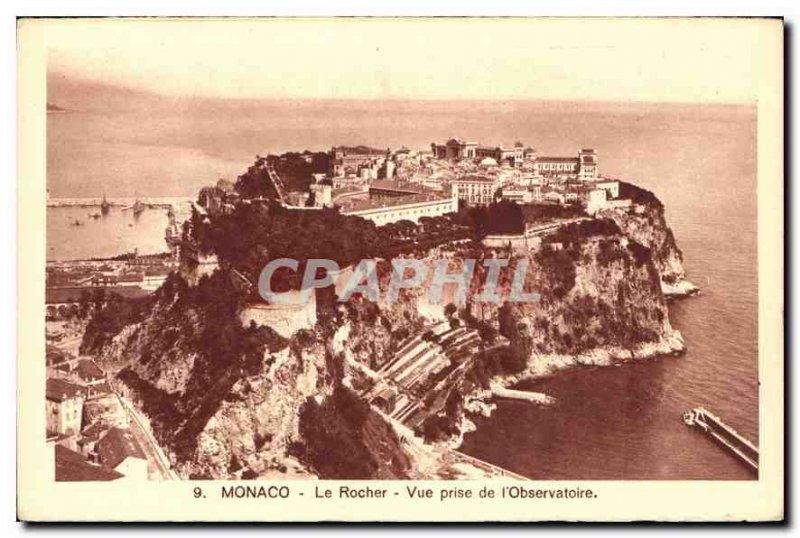 Old Postcard Monaco Rocher taking view Observatiore