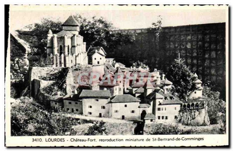 Old Postcard Lourdes Le Chateau Fort Miniature reproduction of St. Bertrand C...