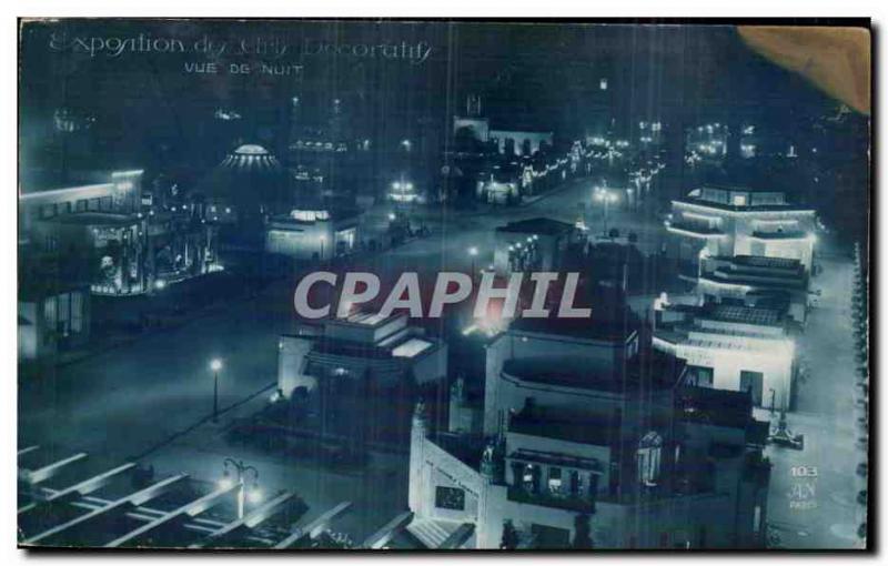 Old Postcard Exposition des Arts Decoratifs Paris Night view