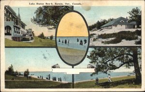 Sarnia Ontario Lake Huron Beach Multi-View c1920 Vintage Postcard
