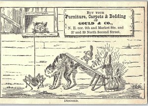 1880's Engraved Alex McMullin Furniture Cat Spider Victorian Trade Card P128