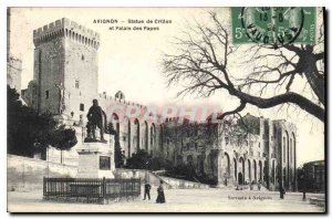 Postcard Old Avignon statue of Crillon Palace of the Popes