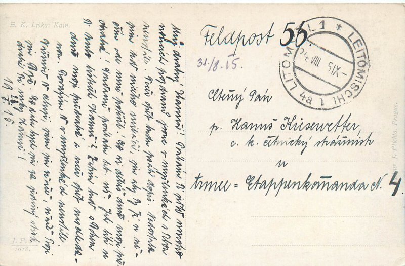 B508 Fine art postcard Cain by E. K. Liska 1915