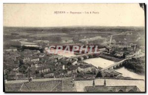 Old Postcard Beziers Panorama & Bridges