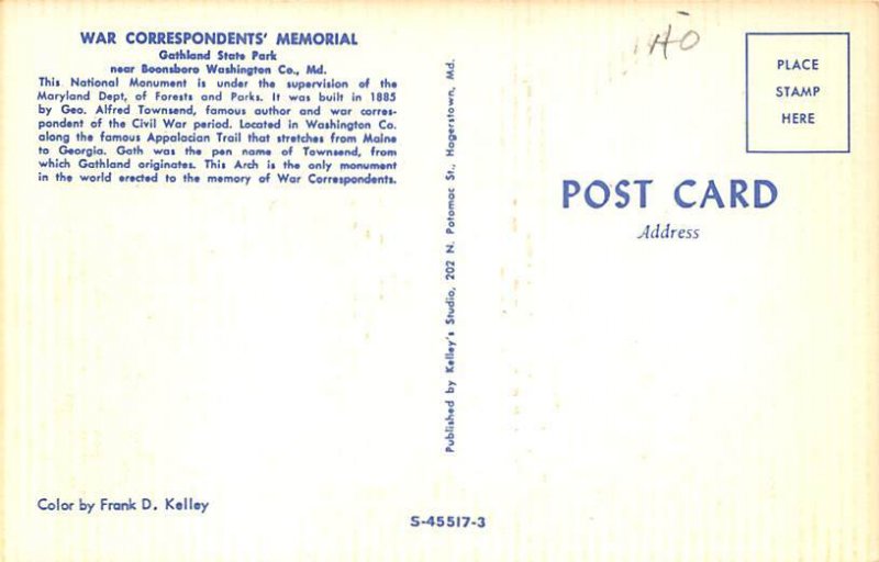 War Correspondesnts' Memorial Gathland State Park, near Boonsboro - Boonsboro...
