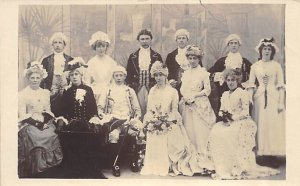 Group of People Dressed in British Attire Real Photo Writing on Back 