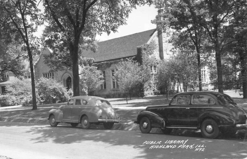 Highland Park Illinois Public Library Real Photo Antique Postcard K57966