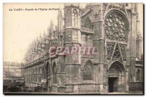 Caen Old Postcard Facade of St. Peter & # 39eglise
