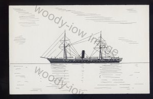 pen049 - Original Pen & Ink Postcard - P&O Merchant Ship - China , built 1859