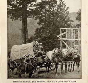 1900s Emerson Hough Author Covered Wagon Horse Print Antique Ephemera 7.5 x 4.75 