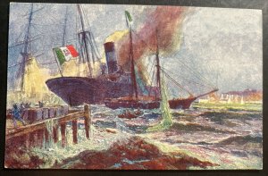 Mint Germany PPC Picture Postcard Italian Battleship In Fight
