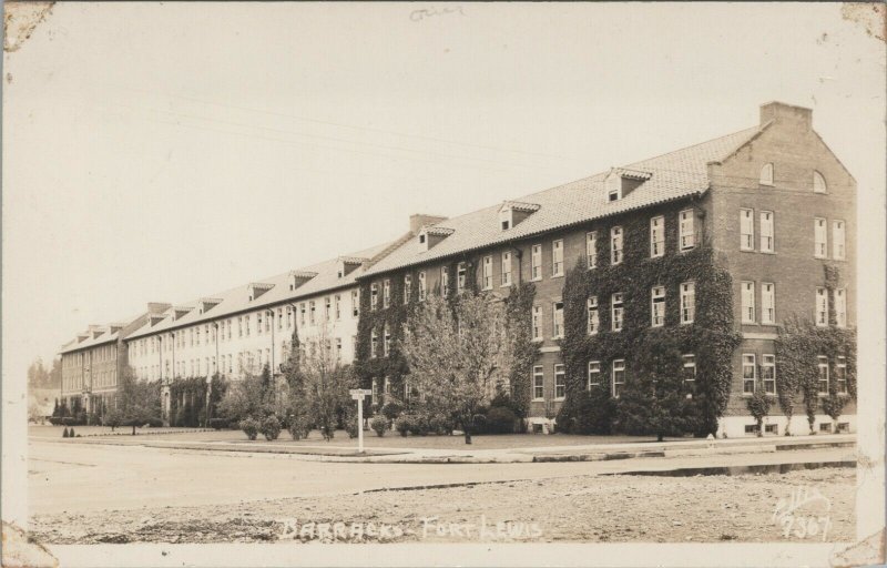 c1930s RPPC Fort Lewis barracks Washington J Boyd Ellis photo postcard A542 