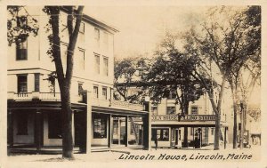 Lincoln ME Lincoln House Gas Station Old Cars A Grogan Photo Real Photo Postcard