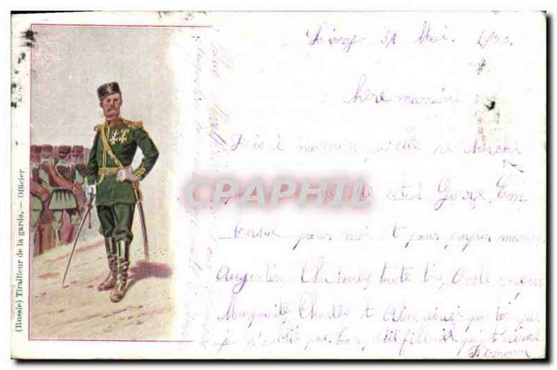 Old Postcard Army Russia Russia Skirmisher Guard Officer