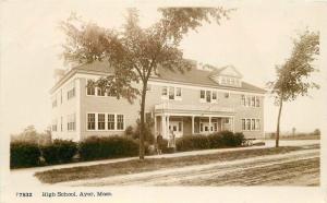 Ayer Massachusetts 1920s High School RPPC Photo Postcard Underwood 12532