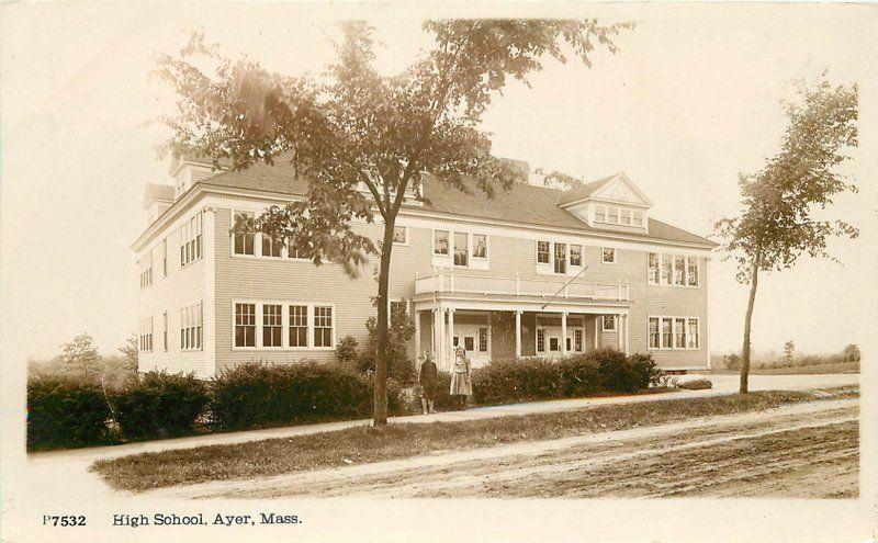 Ayer Massachusetts 1920s High School RPPC Photo Postcard Underwood 12532