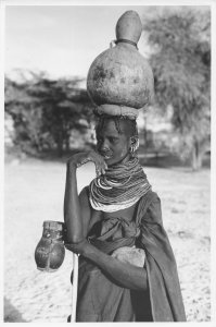 Turkana Woman Water Carrier Milk Container Kenya Africa Old Press Photo