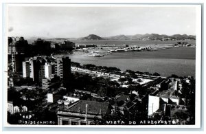 Rio De Janeiro Brazil RPPC Photo Postcard Airport View Airplane Lake c1920's