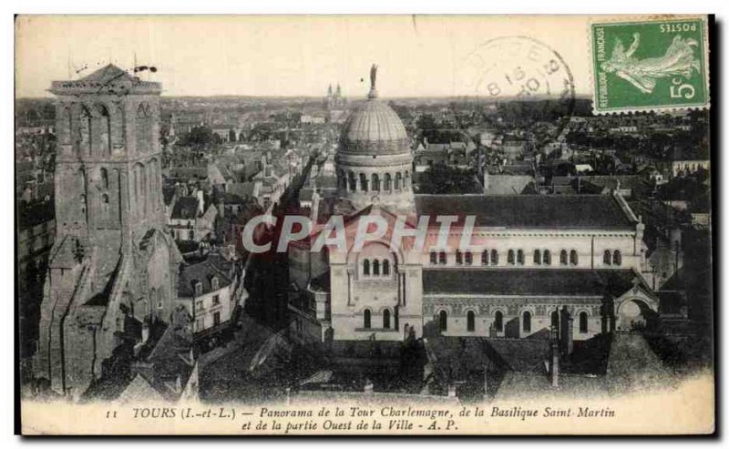 Old Postcard Panorama Tours of Charlemagne Tower of the Basilica of St. Marti...