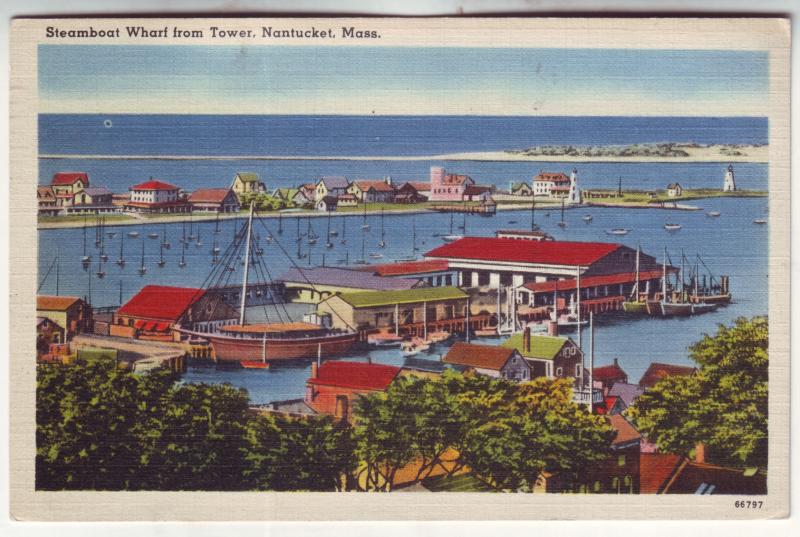 P560 JLs 1940 steamboat wharf birds eye view from tower nantucket mass