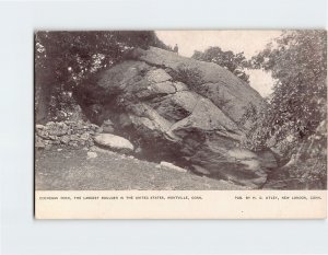 Postcard Cochegan Rock, The Largest Boulder In The U. S., Montville, Connecticut