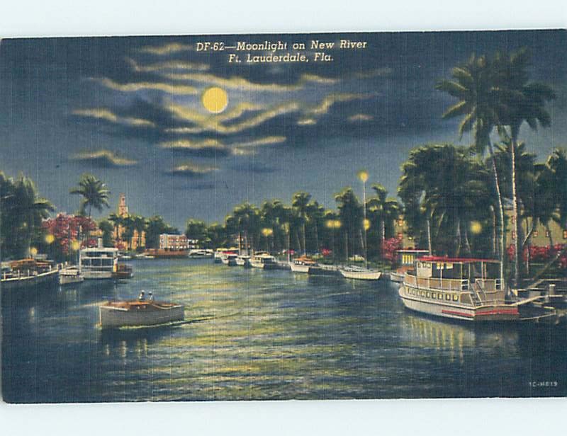 Carte Postale Ancienne – Fort Lauderdale, Floride – Caribbean Court – Photo Réelle RPPC 1940-50