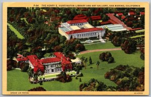 San Marino California 1940s Postcard Henry E. Huntington Library Art Gallery