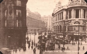 Vintage Postcard Aldwych From The Strand Handsome Street Main Road London UK