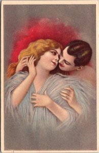 Corbella Artist Postcard Man and Woman Lovers in Embrace