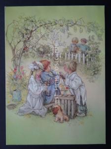 Children at Play MAKE BELIEVE WEDDING by Artist Lisa Martin c1980's Postcard