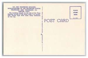 Postcard CO Telephone Building Denver Colorado Vintage Standard View Card 