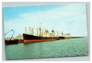 Vintage 1960's Postcard Oil Tanker in the Port of Brownsville Texas