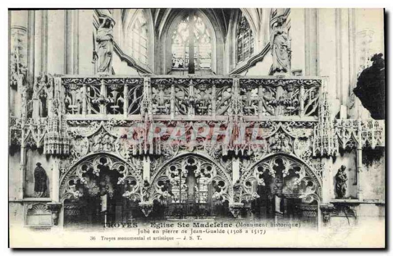 Postcard Old Church Ste Madeleine Troyes historic monument Jube Stone Jean Gu...