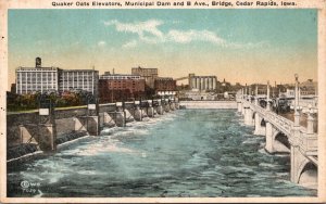 Iowa Cedar Rapids Quaker Oats Elevators Municipal Dam and B Avenue Bridge