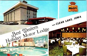 Clear Lake, IA Iowa  HOLIDAY MOTOR LODGE  Roadside Motel~Indoor Pool  Postcard