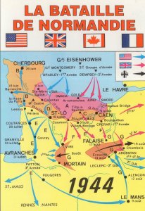 The Battle Of Normandy 1944 WW2 Map Rare French Postcard