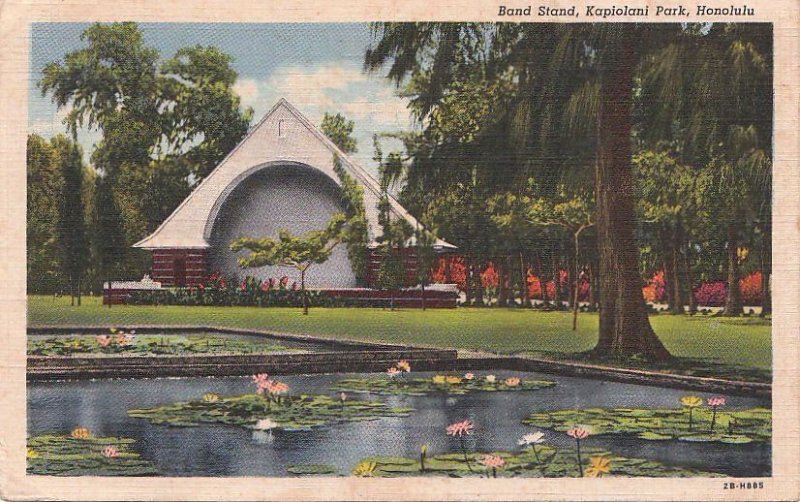 Postcard Band Stand Kapiolani Park Honolulu Hawaii