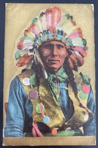 1909 Newark NJ USA Picture Postcard Cover Native American Indian Chief