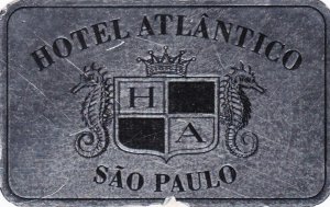 Brasil Sao Paulo Hotel Atlantico Vintage Luggage Label sk2442