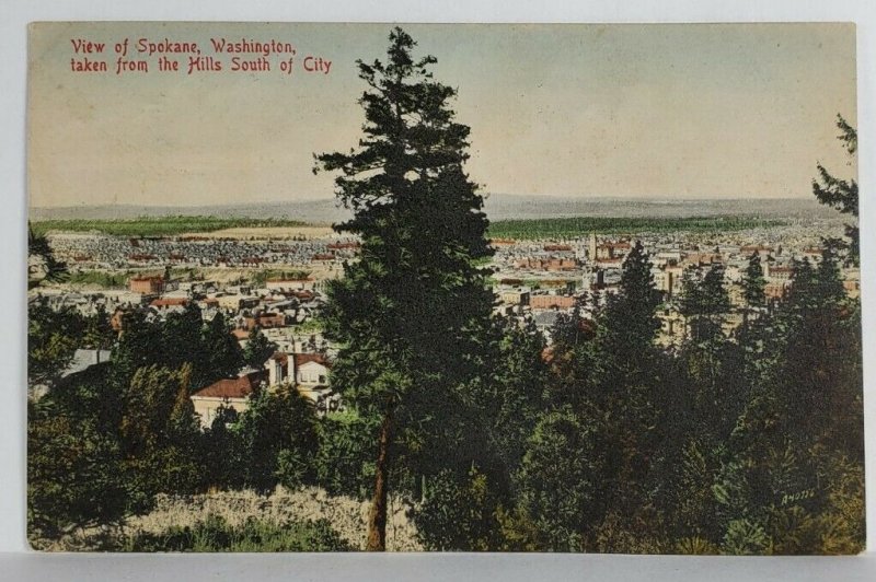 View of Spokane Washington taken from the Hill South of City 1907 Postcard T2