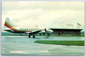 Airplane Postcard Wright Airlines Convair 600 at Springfield Airport Map DC1