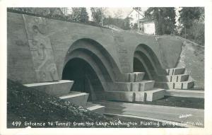 SEATTLE WA ENTRANCE TO TUNNEL LAKE WASHINGTON BRIDGE REAL PHOTO POSTCARD c1950s