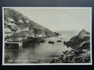 Cornwall POLPERRO Harbour Entrance showing Fishing Boats - Old RP Postcard