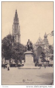 ANVERS, Belgium, 1900-1910's; Place Verte, Cathedrale Et Statue Rubens