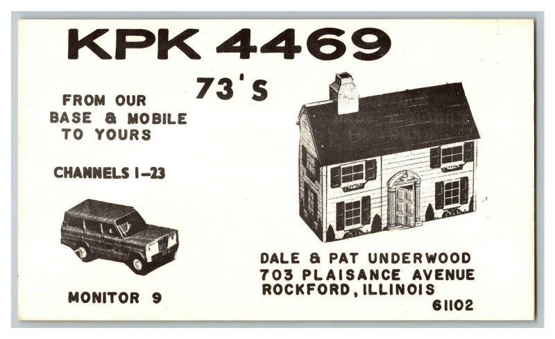 QSL Radio Card From Rockford Illinois KPK 4469 