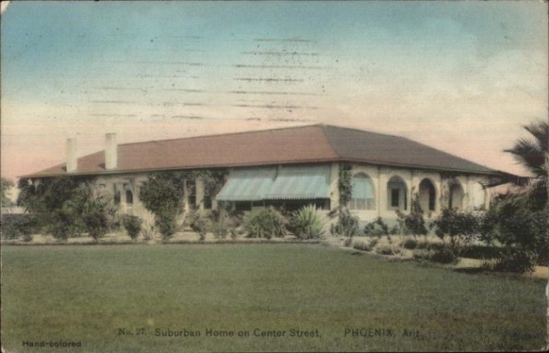 Phoenix AZ Center Street Home c1910 Postcard #2