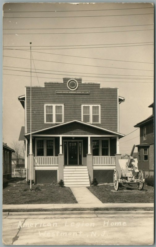 WESTMONT NJ AMERICAN LEGION HOME w/ CANNON ANTIQUE REAL PHOTO POSTCARD RPPC