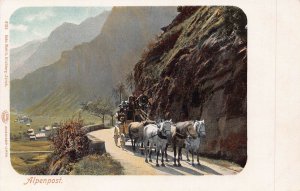 SWITZERLAND~ALPENPOSTL-HORSE DRAWN COACH~1900s POSTCARD