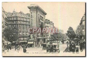 Old Postcard Paris Gate and the Boulevard Saint Denis