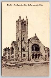 Portsmouth Ohio~New Presbyterian Church~Artist Drawing~Gothic Revival Style~1913